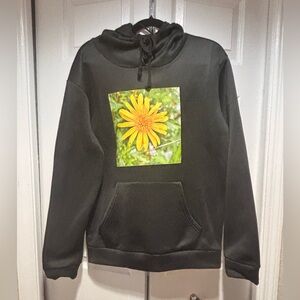 Black Hoodie with Yellow Flower Graphic